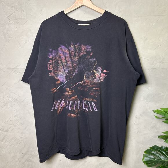 Led Zeppelin Zoso 90s XL Concert Tour Distressed Vintage Tee - Picture 1 of 5